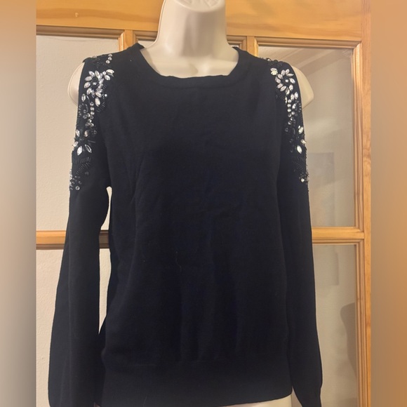 New York & Company Black Cold Shoulder Top - Picture 10 of 10